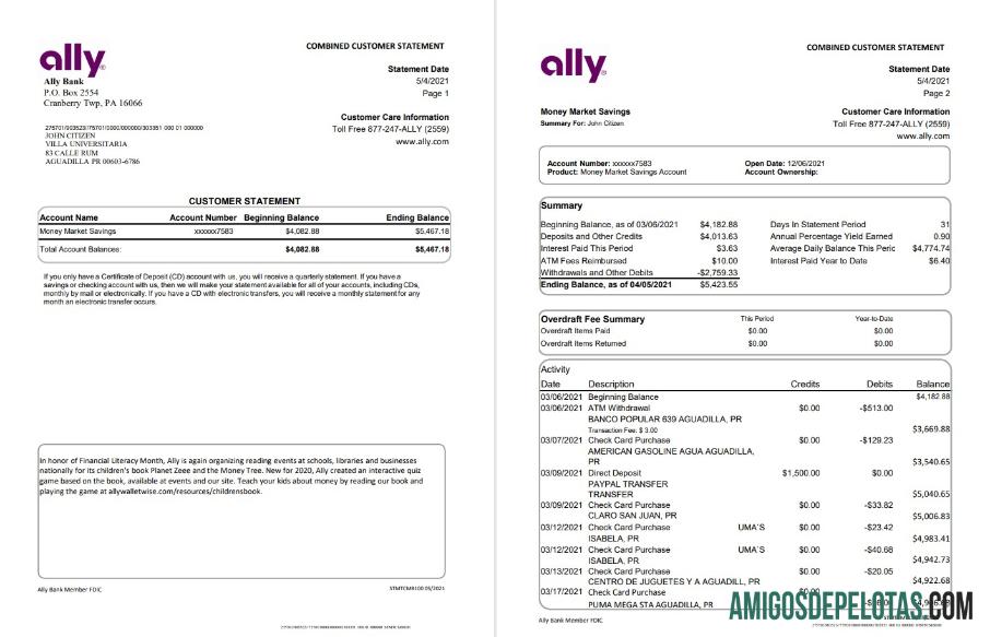 USA Ally Bank 4 Pages amostra